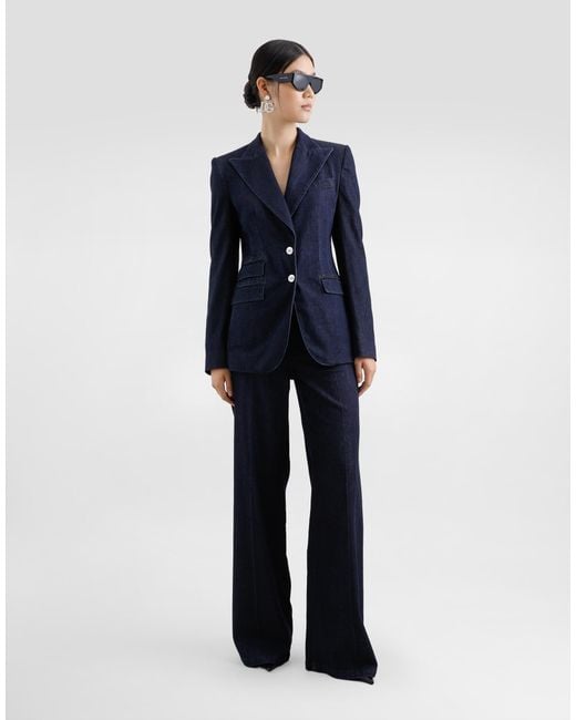 Dolce & Gabbana Blue Single-Breasted Denim And Silk Turlington Jacket
