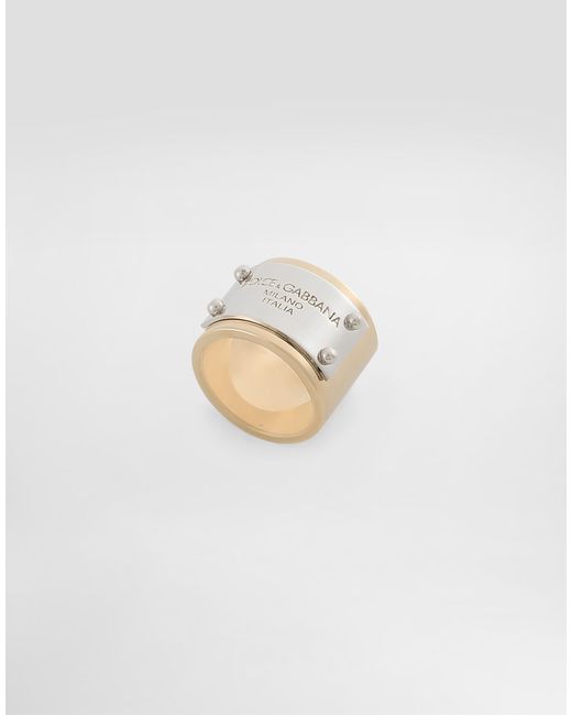 Dolce & Gabbana Metallic Logo-Engraved Ring