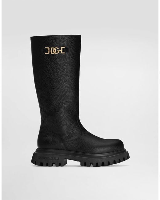 Dolce & Gabbana Black Calfskin Boots