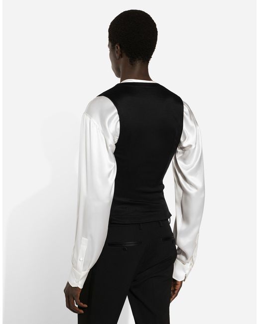 Dolce & Gabbana Black Single-Breasted Silk Vest for men