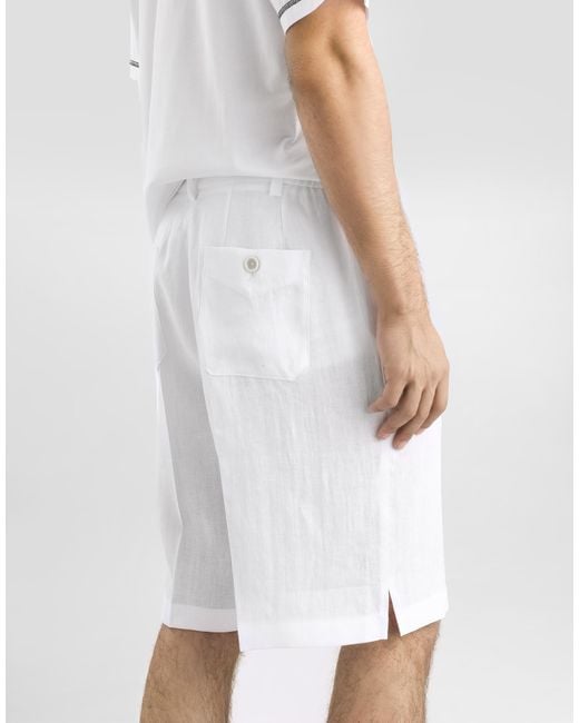 Dolce & Gabbana White Linen Jogging Trousers for men
