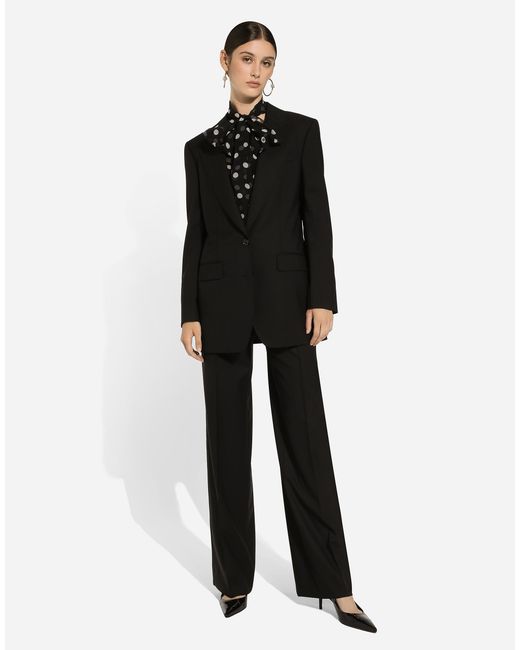 Dolce & Gabbana Black Flared Wool Pants