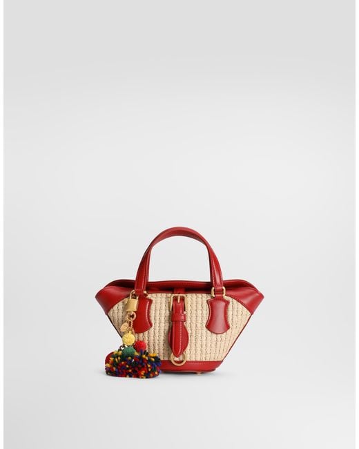 Dolce & Gabbana Red Raffia Coffa Capri Bag