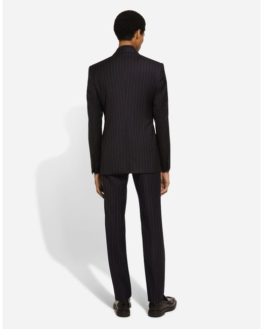 Dolce & Gabbana Black Single-Breasted Pinstripe Wool Sicilia-Fit Jacket for men