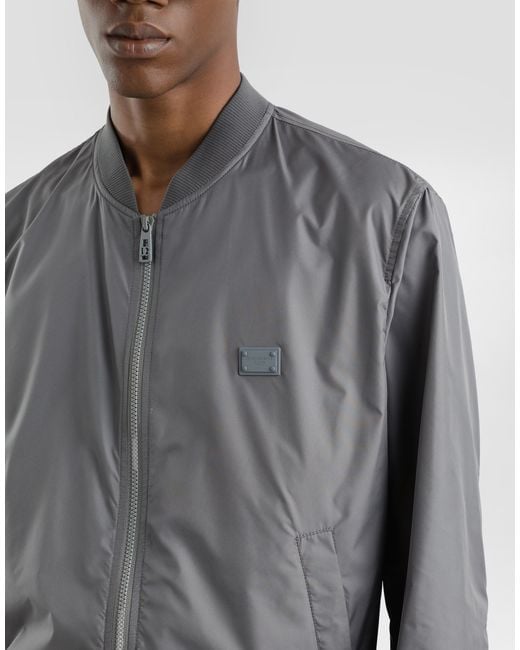 Bómber De Tejido Técnico Con Placa Dolce & Gabbana de hombre de color Gray