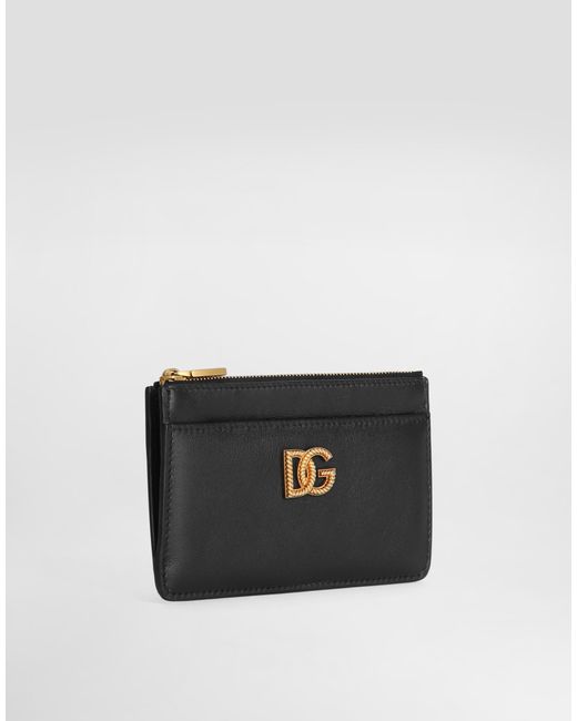 Dolce & Gabbana Black Calfskin Card Holder With Dg Logo