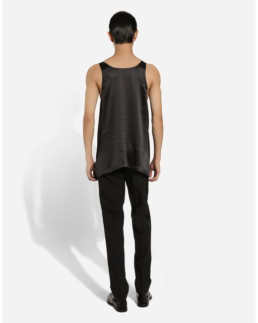 Dolce & Gabbana Black Silk Embellished Tank Top for men