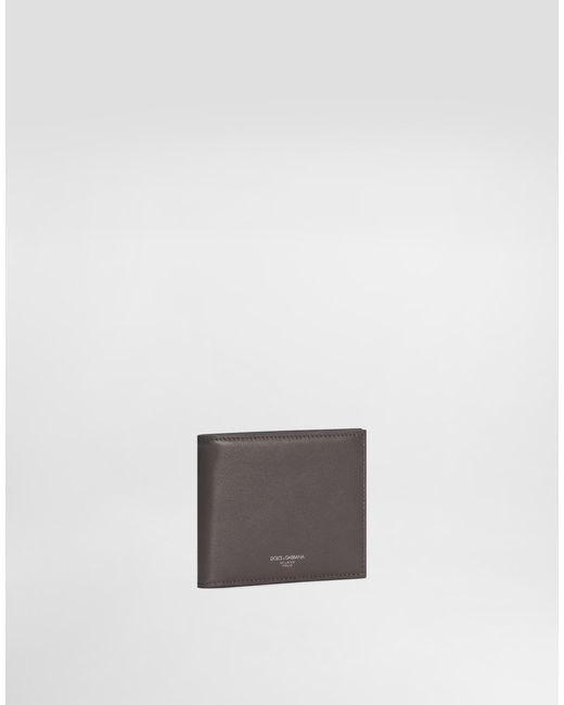 Dolce & Gabbana Gray Calfskin Bifold Wallet for men