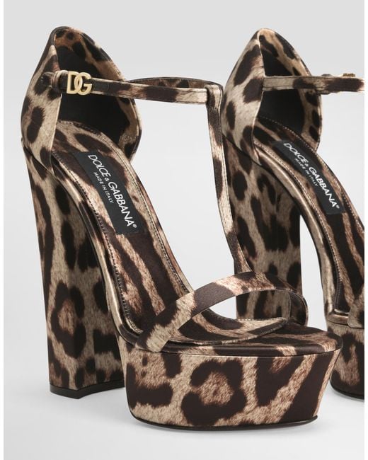 Dolce & Gabbana White Printed Satin Sandals