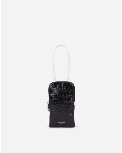 Dolce & Gabbana White Alligator Skin Cell Phone Case With Heat-Stamped Logo for men