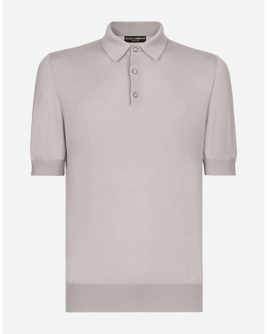 Dolce & Gabbana Gray Silk And Cashmere Polo-Shirt for men