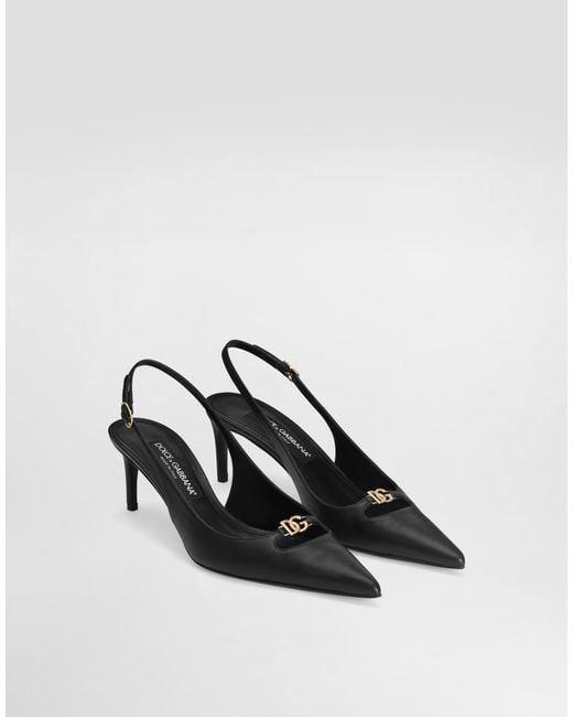 Dolce & Gabbana White Lollo Silk Nappa Leather Slingback