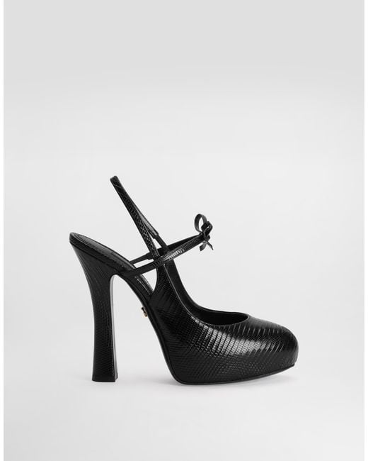Dolce & Gabbana White Lizard Skin Slingbacks
