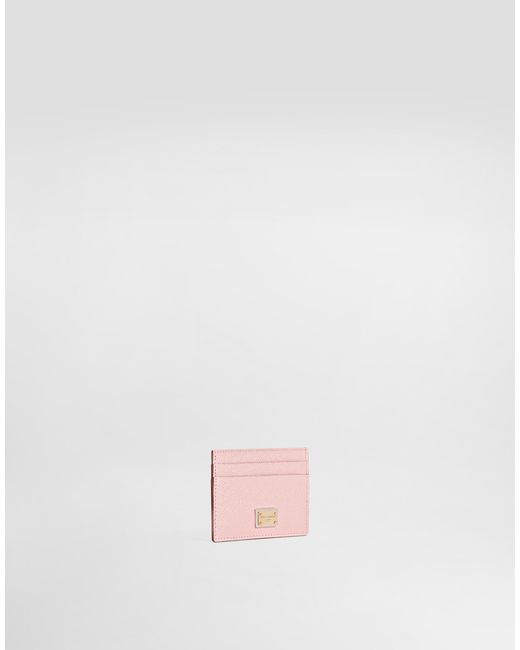 Dolce & Gabbana Pink Calfskin Card Holder With Plate