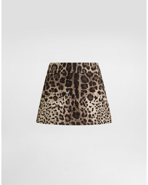 Dolce & Gabbana Natural Leo- Brocade Mini Skirt