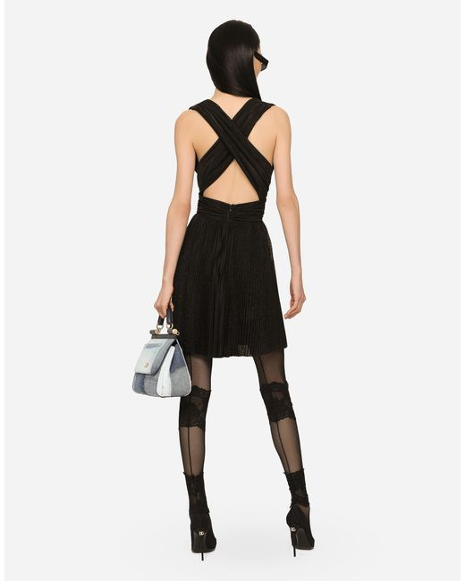 Dolce & Gabbana ショートプリーツドレス ルレックスメッシュ Black