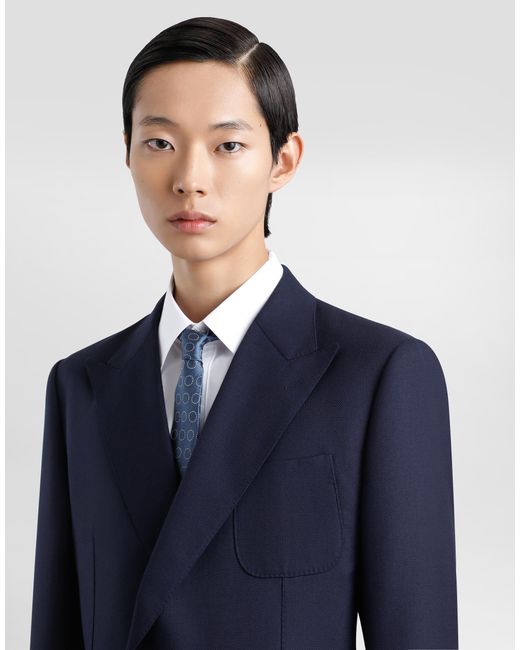 Dolce & Gabbana Blue Double-Breasted Linen Jacket for men