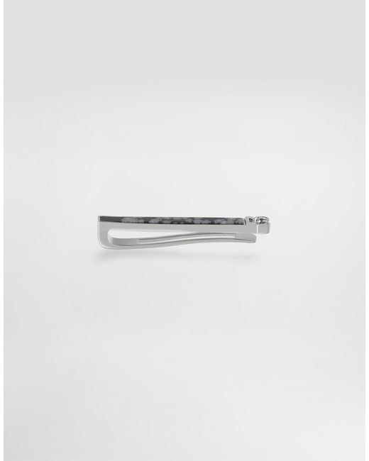 Dolce & Gabbana White Tie Clip With Stone for men