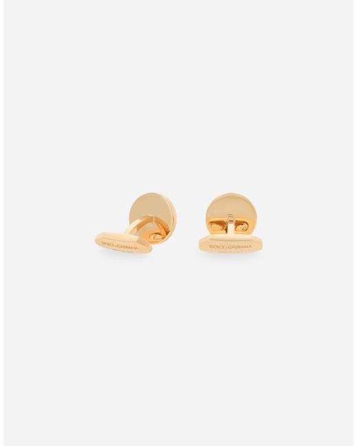 Dolce & Gabbana White Round Cufflinks With Dg Logo for men