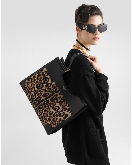 Dolce & Gabbana Black Sicily Large Shopping Bag With Embroidery