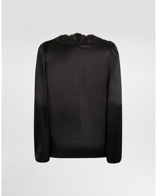 Dolce & Gabbana Black Stretch Satin Blouse