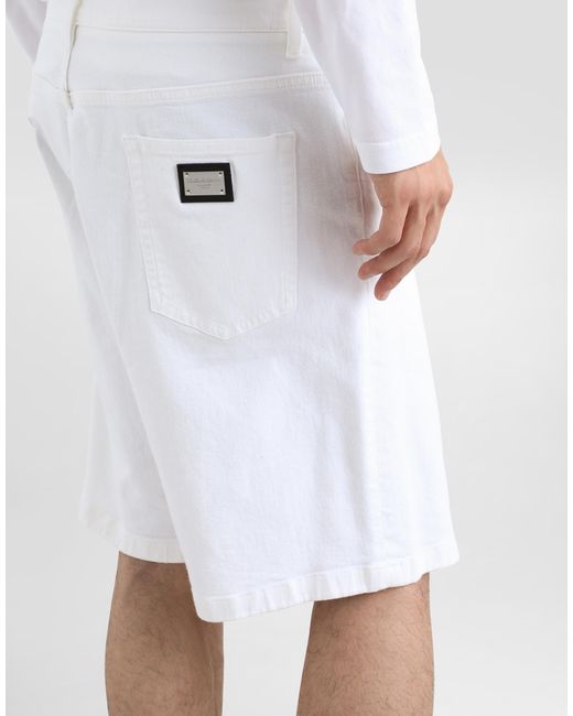 メンズ Dolce & Gabbana バミューダジーンズ ストレッチ ホワイト White