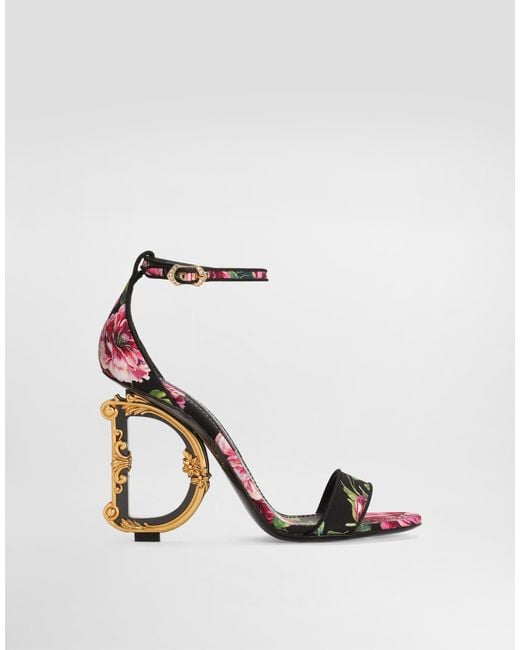 Dolce & Gabbana Satin Baroque Dg Sandals White