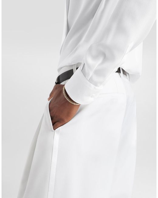Dolce & Gabbana White Micro-Rib Trousers for men