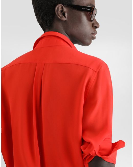 Dolce & Gabbana Red Crêpe De Chine Silk Martini Shirt for men