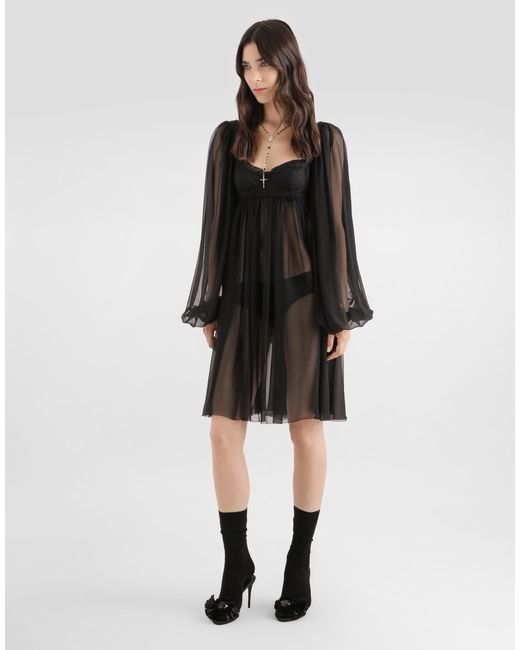 Dolce & Gabbana Black Chiffon Dress