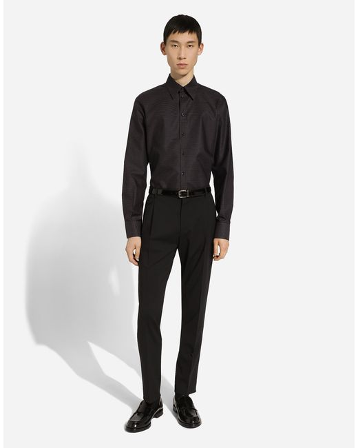 Dolce & Gabbana Black Cotton Martini-Fit Shirt for men