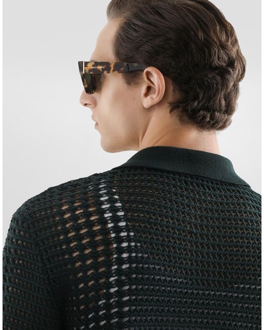 Dolce & Gabbana Black Wool Polo Shirt for men