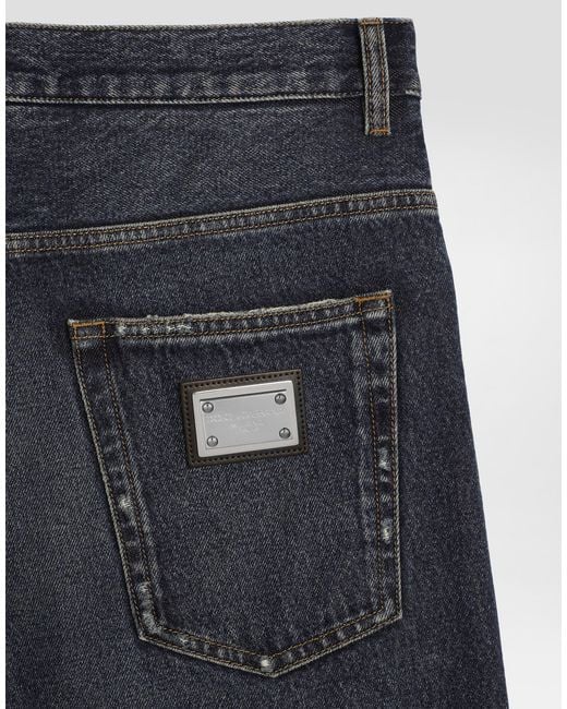 Denim Cotton Trousers Dolce & Gabbana de hombre de color Blue