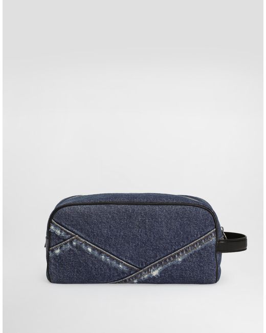 Dolce & Gabbana Blue Denim Patchwork Necessaire for men
