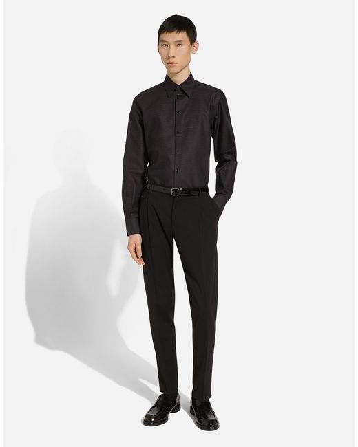 Dolce & Gabbana Black Cotton Martini-Fit Shirt for men