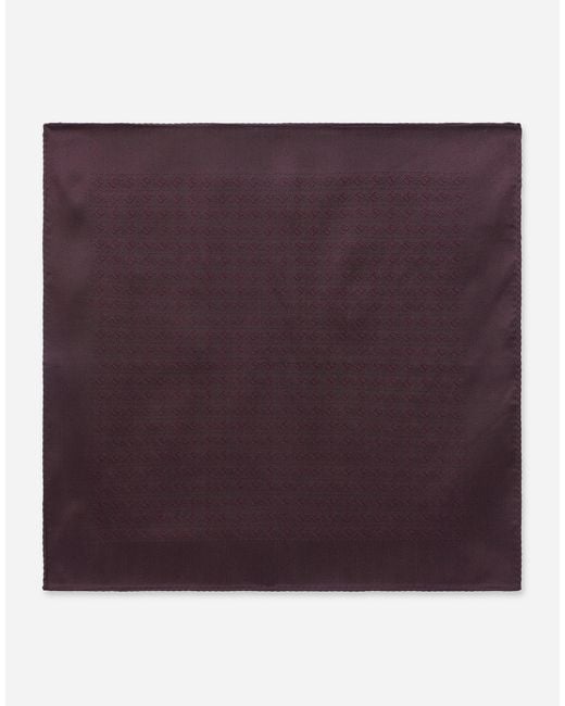 Dolce & Gabbana Purple Silk Jacquard Pocket Square With Dg Logo for men