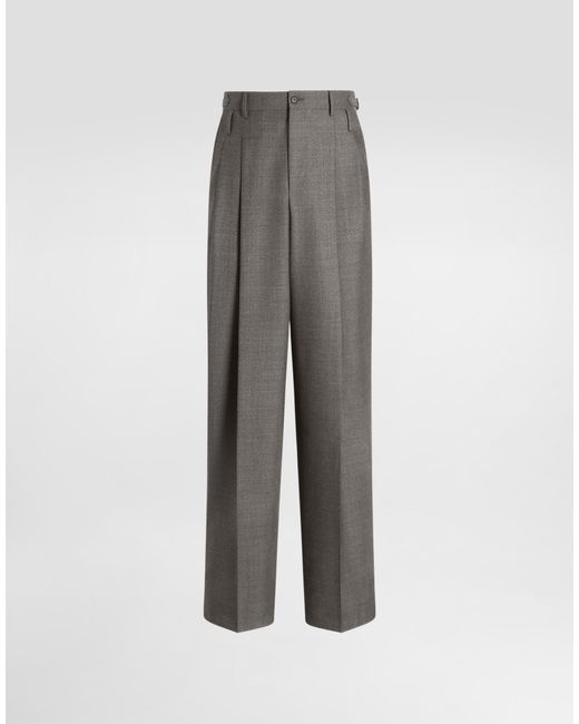 Dolce & Gabbana Gray Virgin Wool Trousers for men