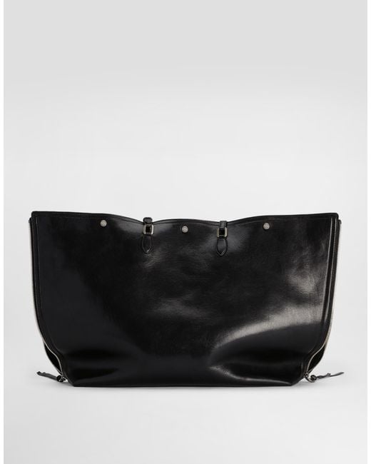 Dolce & Gabbana Black Atene Calfskin Shopping Bag for men