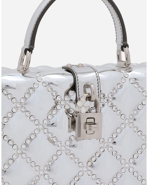 Dolce & Gabbana White Resin Dolce Box Bag With Rhinestones