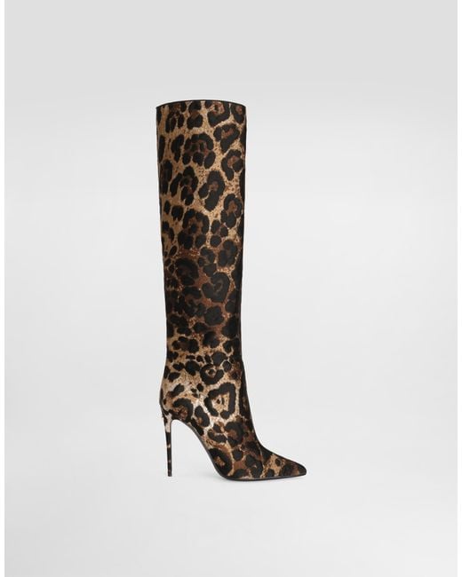Dolce & Gabbana Black Leopard Knee-high Boots 105