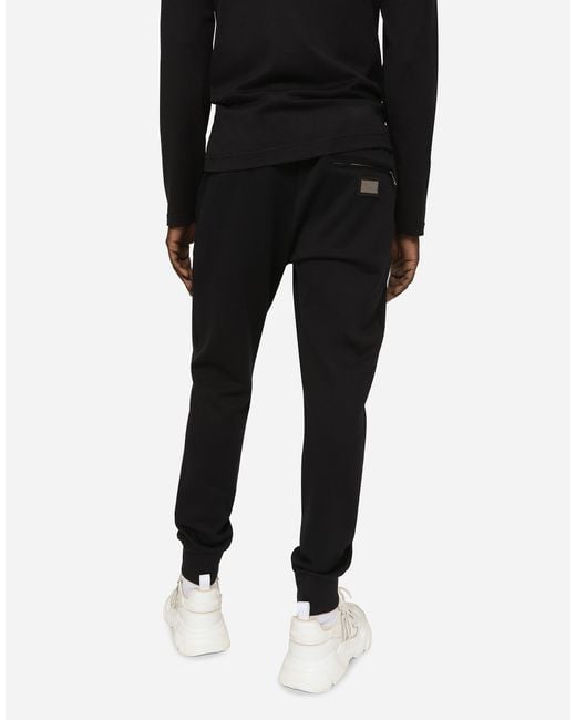 Dolce & Gabbana Jogginghose Aus Jersey Mit Logoplakette in Black für Herren