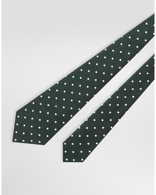 Dolce & Gabbana Blue Polka Dot-Print Silk Twill Tie for men