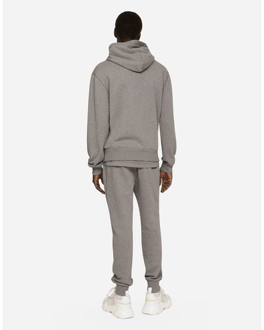 Dolce & Gabbana Gray Jersey Jogging Pants With Branded Tag for men