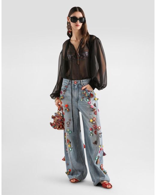 Dolce & Gabbana Black Silk Chiffon Top