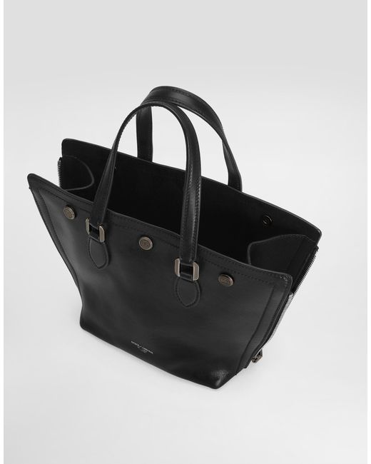 Dolce & Gabbana Black Atene Tempesta Calfskin Shopping Bag for men