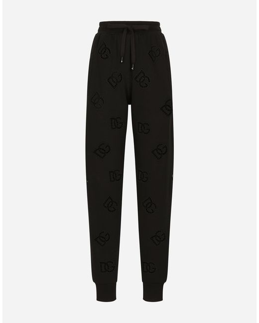 Dolce & Gabbana Black Jersey Jogging Pants With Cut-Out And Dg Logo