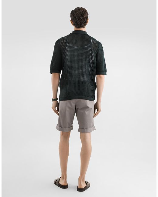 Dolce & Gabbana Black Wool Polo Shirt for men
