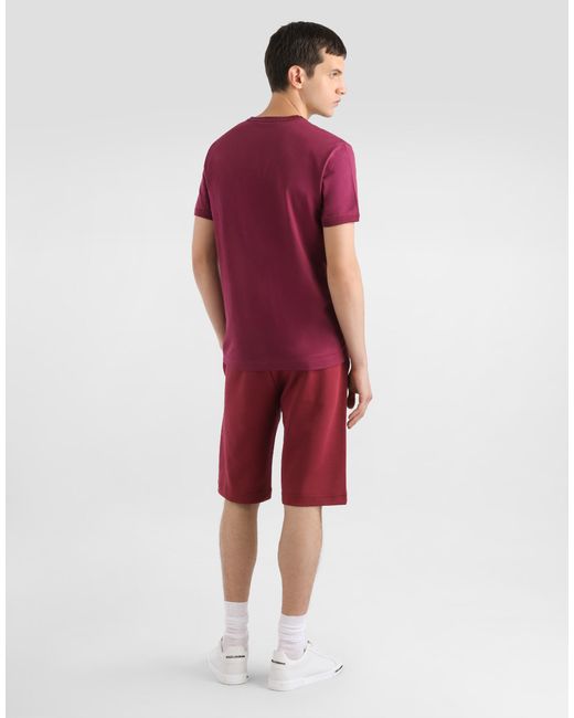 Dolce & Gabbana Red Cotton T-Shirt With Embroidery for men