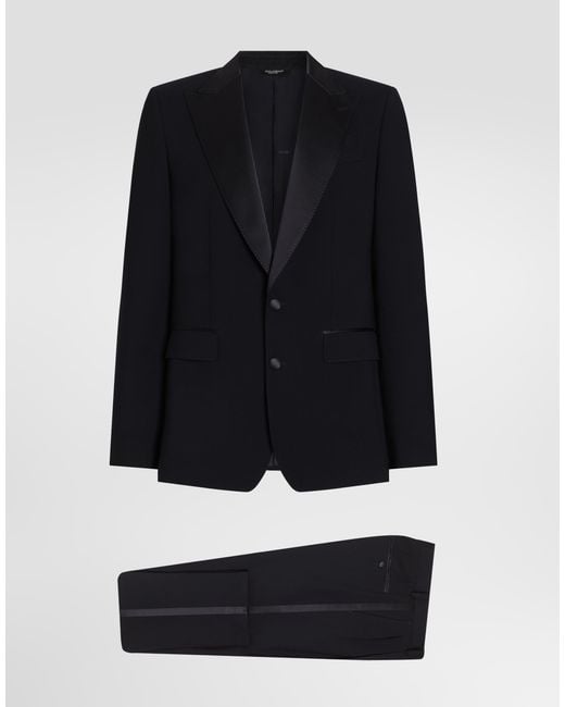 Dolce & Gabbana Black Single-Breasted Wool Tuxedo Sicilia Light Suit for men