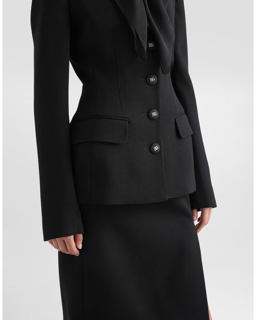 Dolce & Gabbana Black Single-Breasted Wool Dolce Jacket